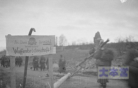 ラップランド戦争でドイツ人が残した看板：「戦友愛を示さないでくれてありがとう！」