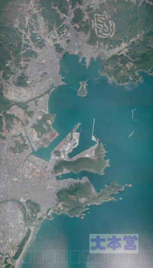 宮崎県日向市細島港の航空写真