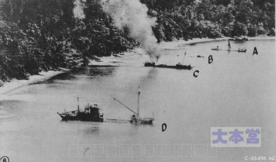 米軍撮影の機帆船損害状況1944